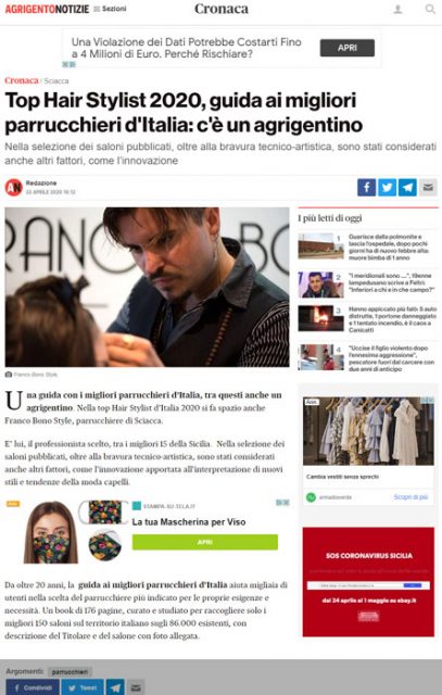 La nota testata giornalistica AREZZONOTIZIE, pubblica il Migliore Parrucchiere di Sciacca - Agrigento