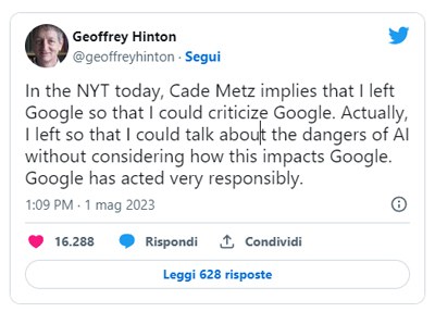 Il padrino ❤️ dell'AI Geoffrey Hinton lascia Google: 